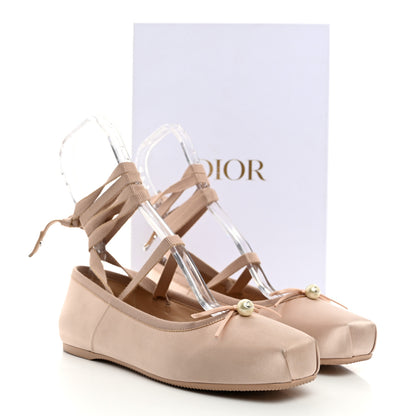 Christian Dior Satin Grosgrain D-Joy Ballet Flats 37 Beige Rose 9 of 9