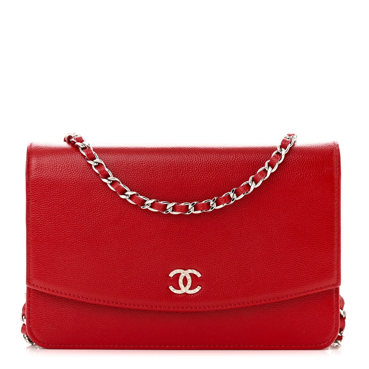 Chanel Caviar Sevruga Wallet on Chain WOC Red 1 of 12