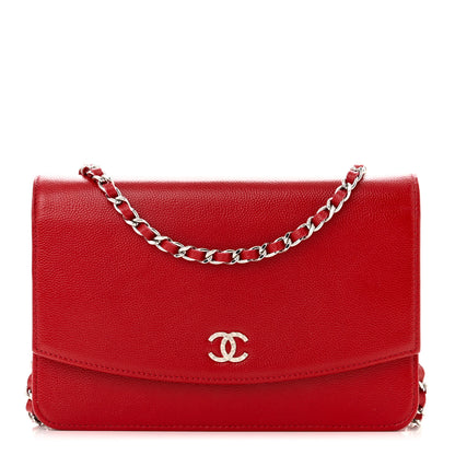 Chanel Caviar Sevruga Wallet on Chain WOC Red 1 of 12