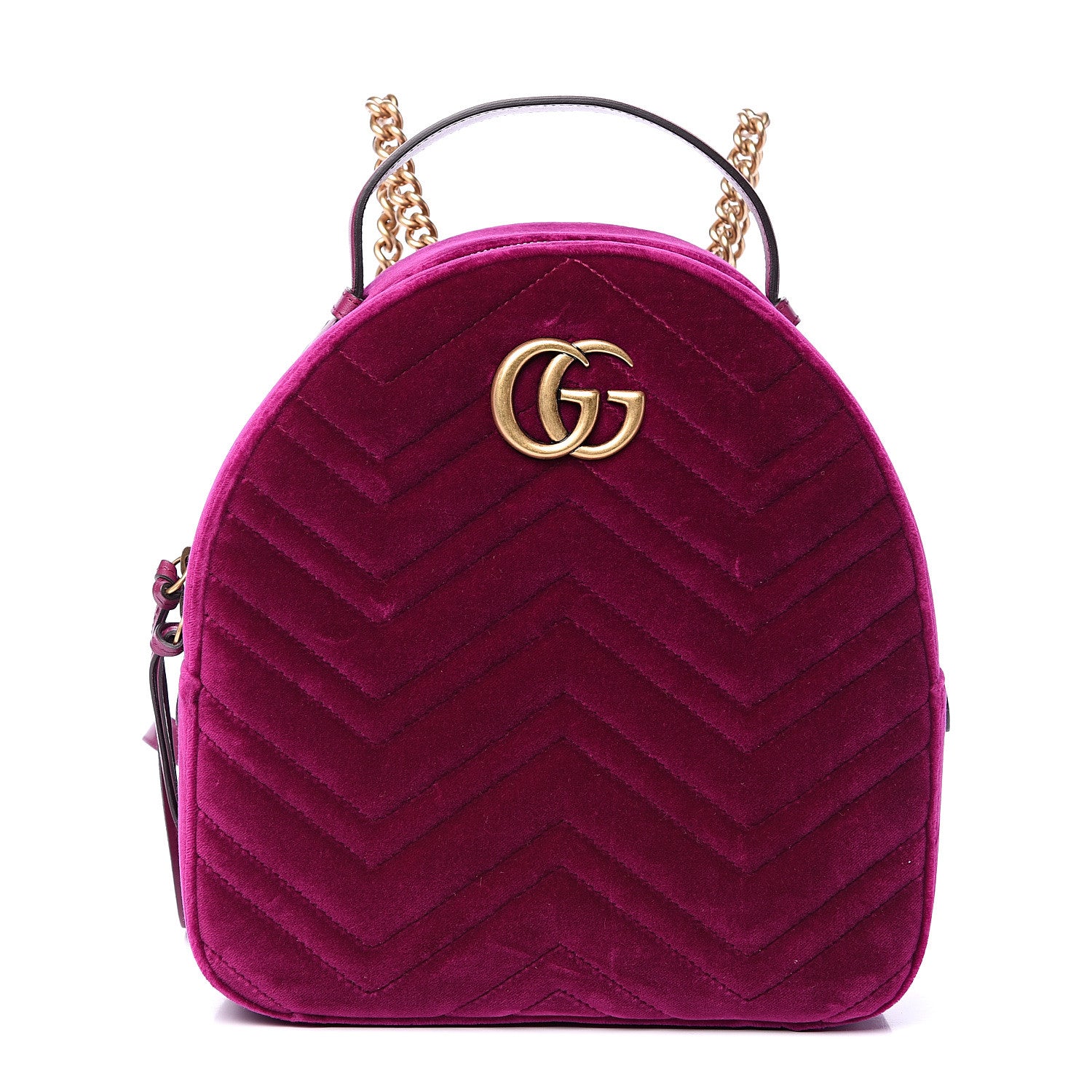 Gucci Velvet Matelasse GG Marmont Dome Backpack Fuchsia Violet Cyclamen 1 of 10