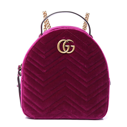 Gucci Velvet Matelasse GG Marmont Dome Backpack Fuchsia Violet Cyclamen 1 of 10