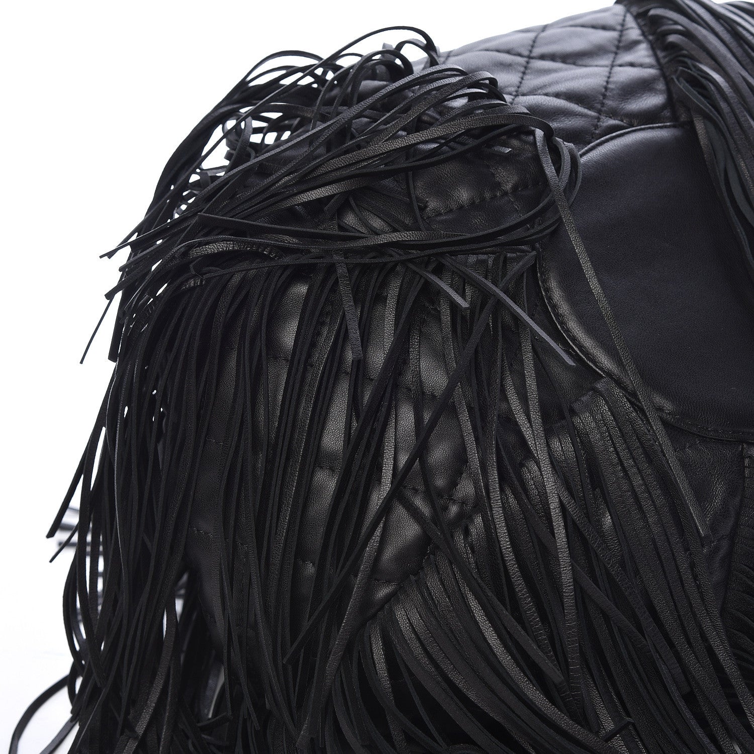 Chanel Lambskin Quilted Western Baluchon Fringe Bag Black 8 of 10