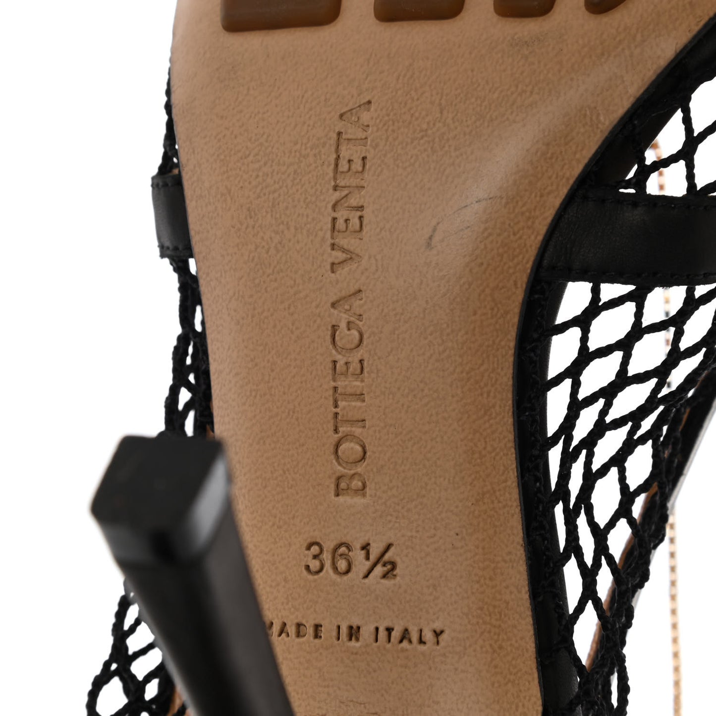 Mesh Calfskin Chain Stretch Pumps 36.5 Black
