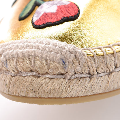 Gucci Metallic Nappa Ophelia Espadrilles 37.5 Gold 10 of 11