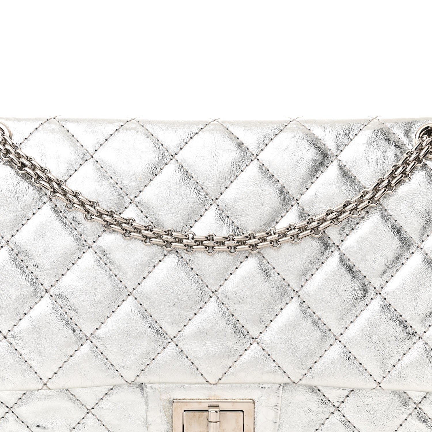 Chanel Metallic Aged Calfskin Quilted 2.55 Reissue 227 Flap Silver 8 of 11