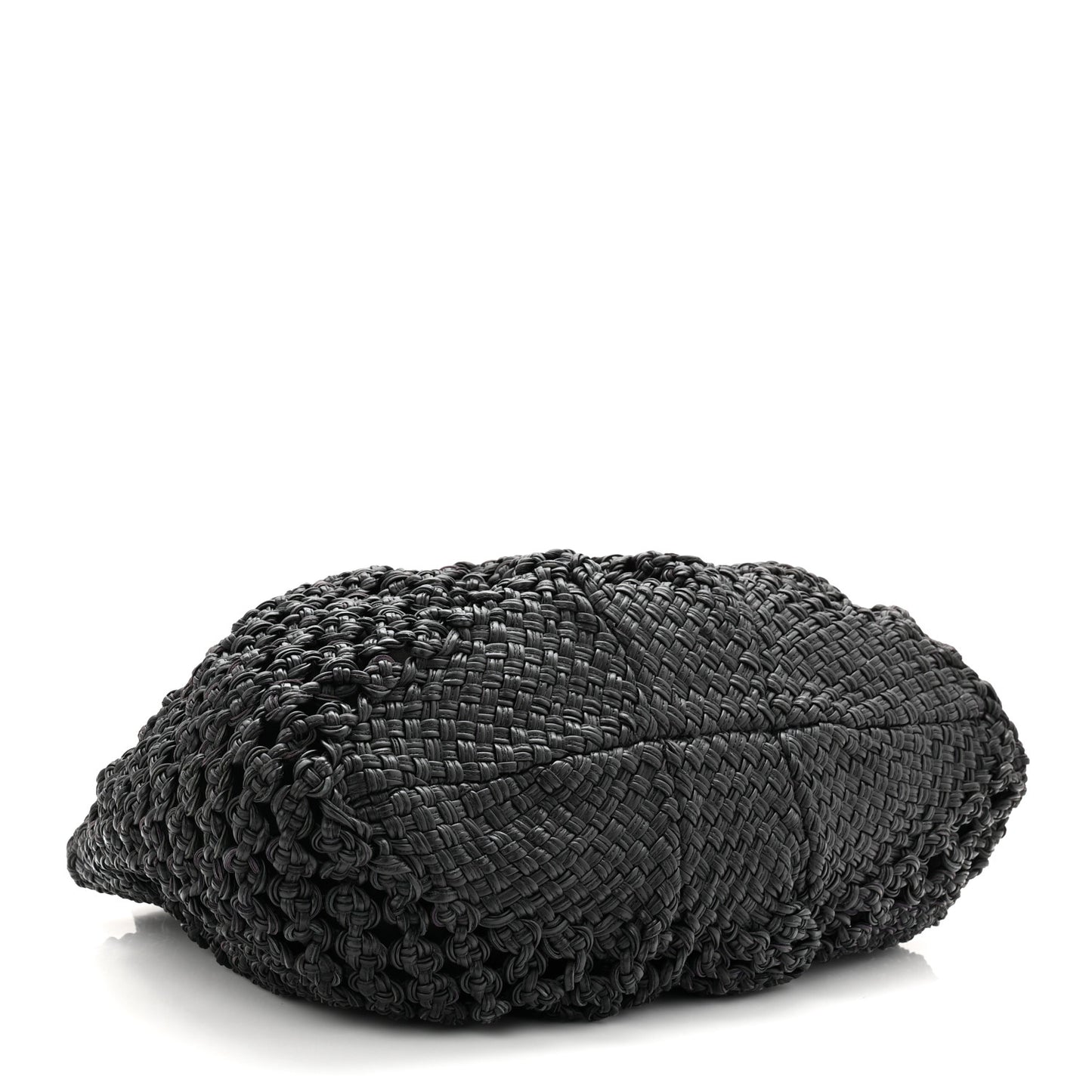 Woven Calfskin Gancini Shoulder Bag Black