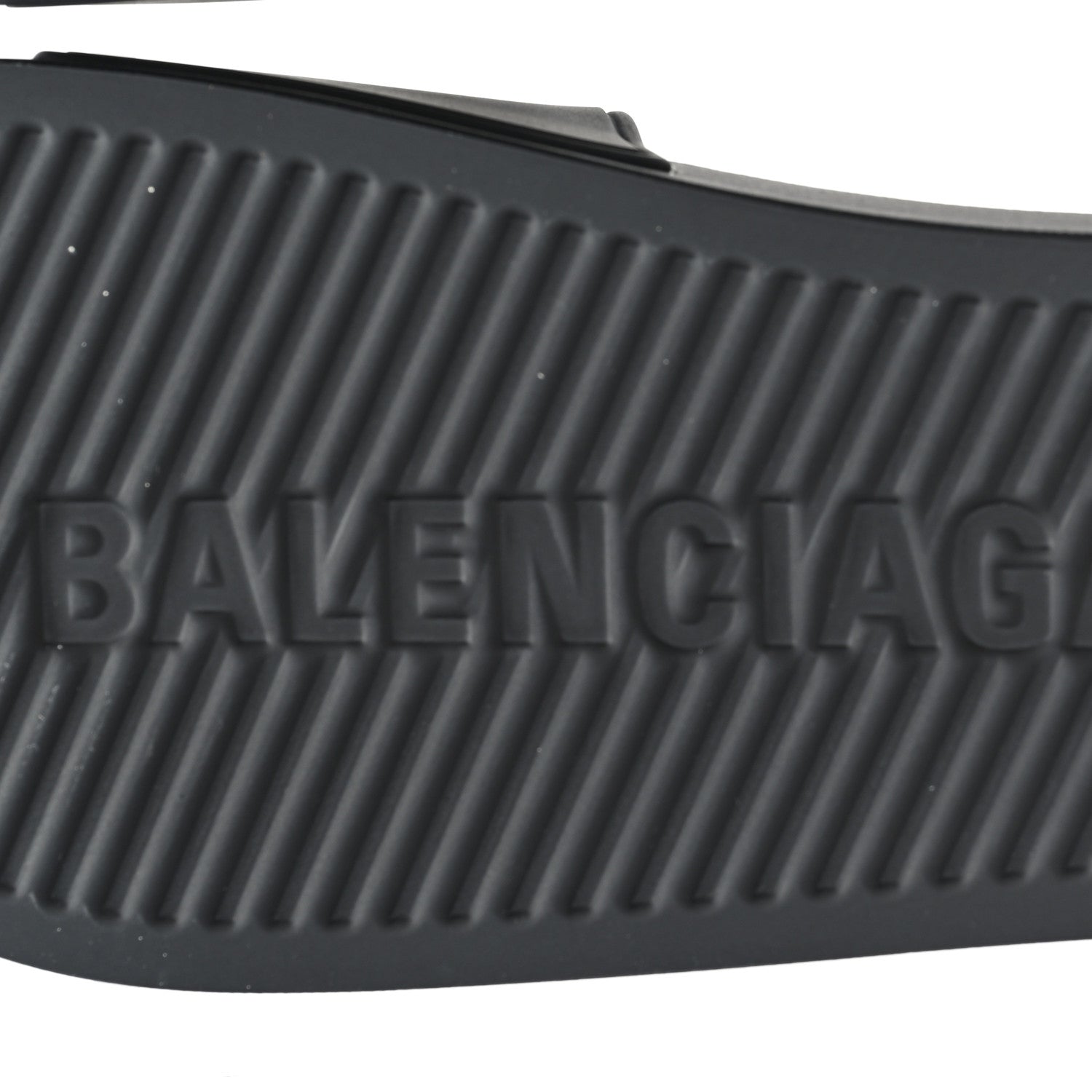 Balenciaga Rubber Paris Logo Womens Slide Sandals 35 Black 1717968