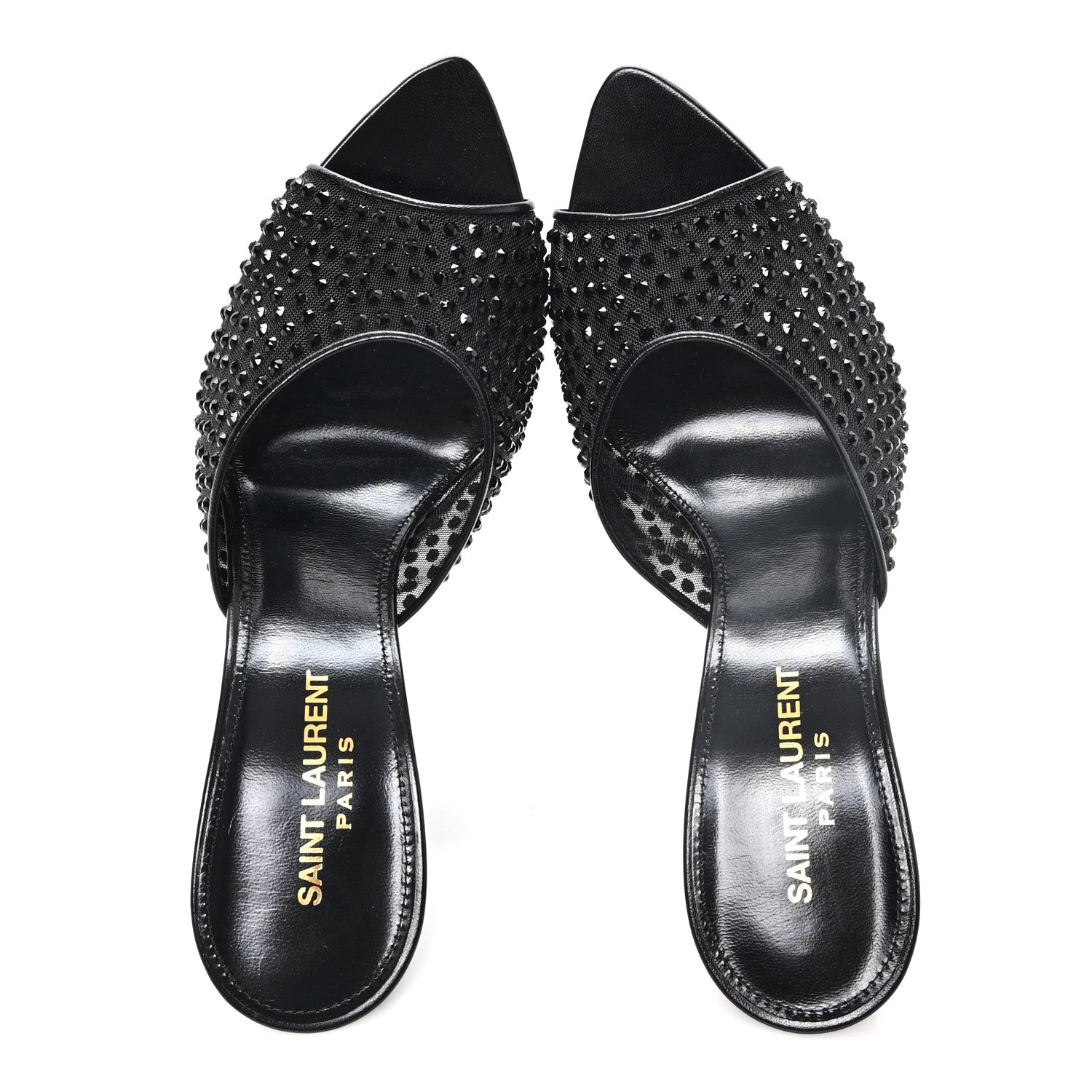 Saint Laurent Tulle Strass Gippy 110 Mule Sandals 38.5 Black 2 of 8