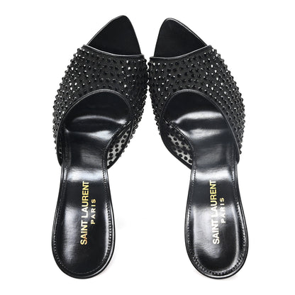 Saint Laurent Tulle Strass Gippy 110 Mule Sandals 38.5 Black 2 of 8