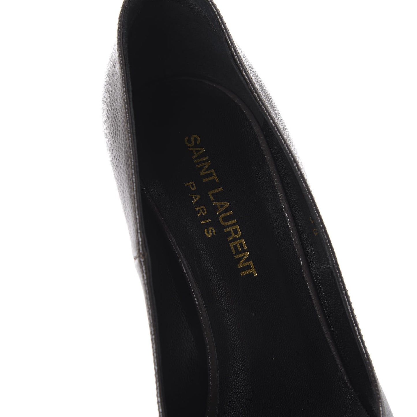 Pebbled Patent Calfskin Janis Platform Pumps 36 Road Grey