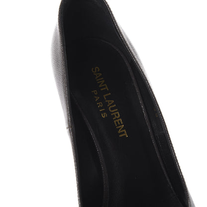 Saint Laurent Pebbled Patent Calfskin Janis Platform Pumps 36 Road Grey 7 of 9