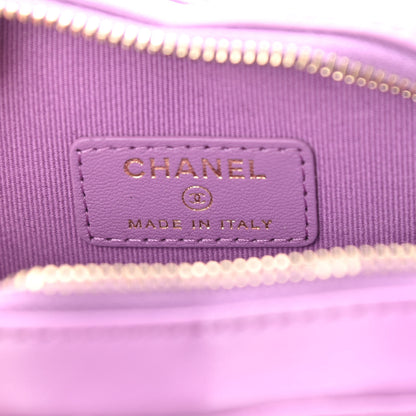 Chanel Lambskin Quilted CC In Love Heart Waist Belt Bag With Chain Purple 6 of 11