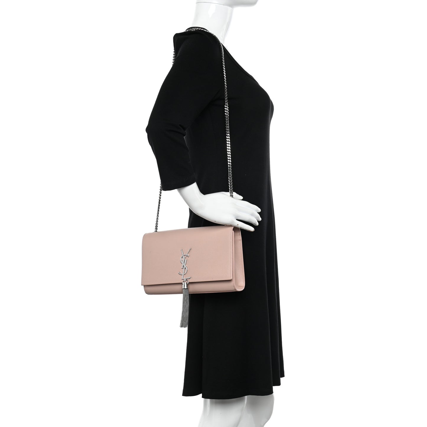 Grain De Poudre Medium Classic Monogram Kate Tassel Satchel Pale Blush