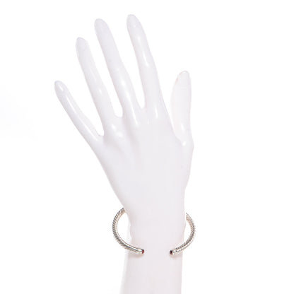 David Yurman Sterling Silver Garnet Diamond 5mm Cable Classics Bracelet 2 of 5