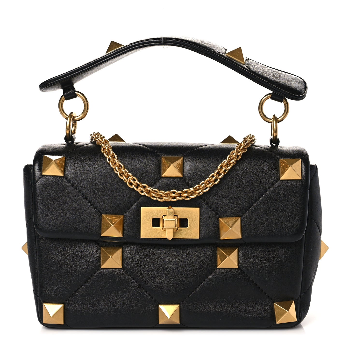 Nappa Medium Roman Stud Shoulder Bag Black