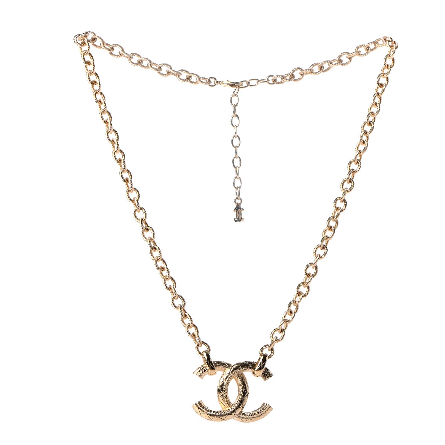 Chanel Metal Quilted CC Necklace Gold 3 of 5