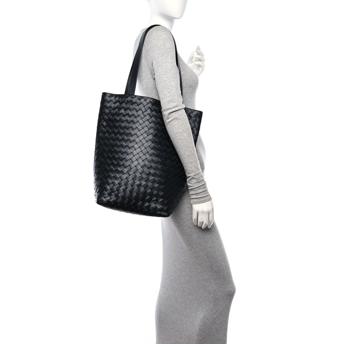 Nappa Intrecciato Small North South Tote Black