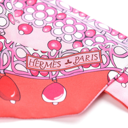 Hermes Silk Parures Des Maharajas Twilly Rouge Grenadine Rose Mauve 3 of 5