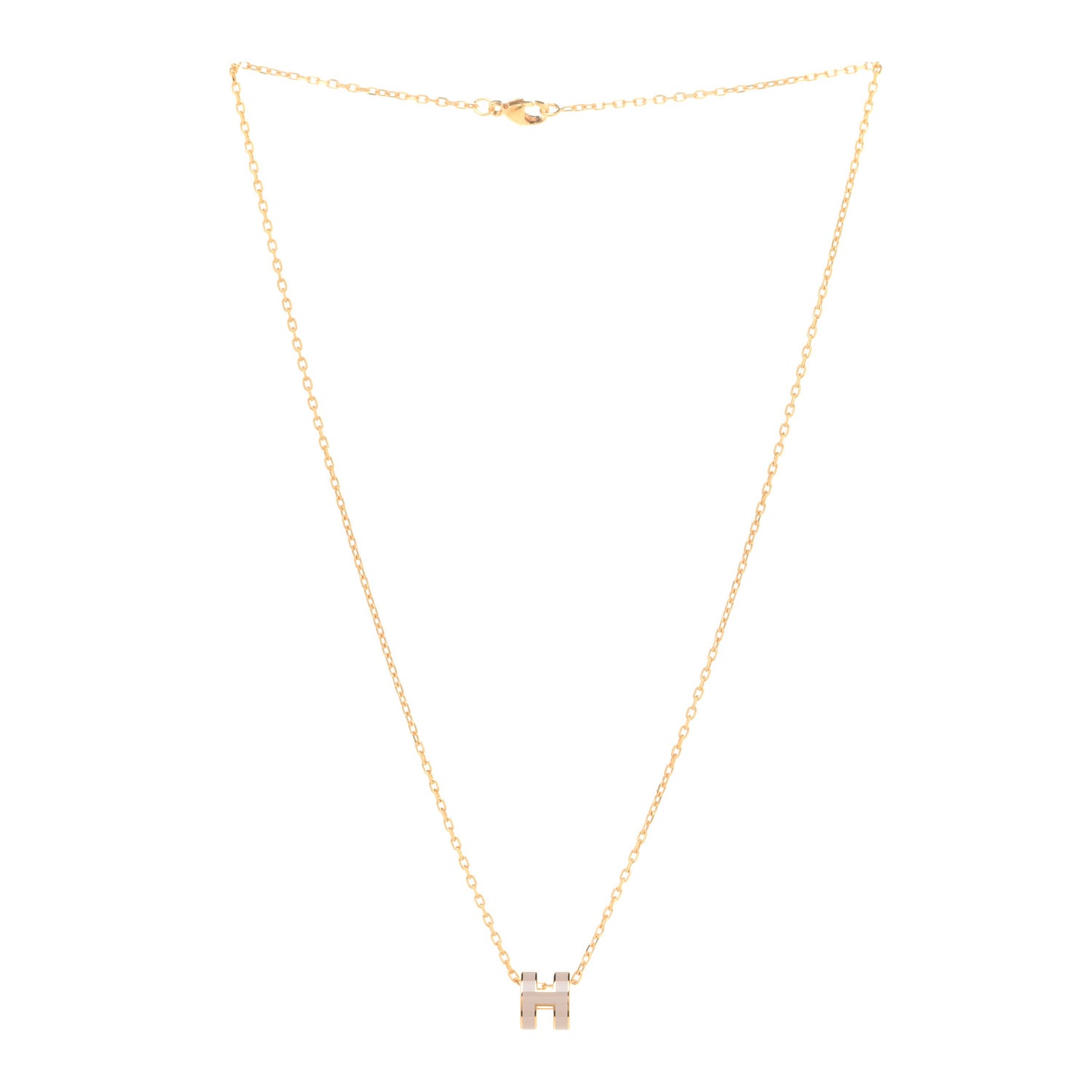 Lacquered Rose Gold Mini Pop H Pendant Necklace Marron Glace