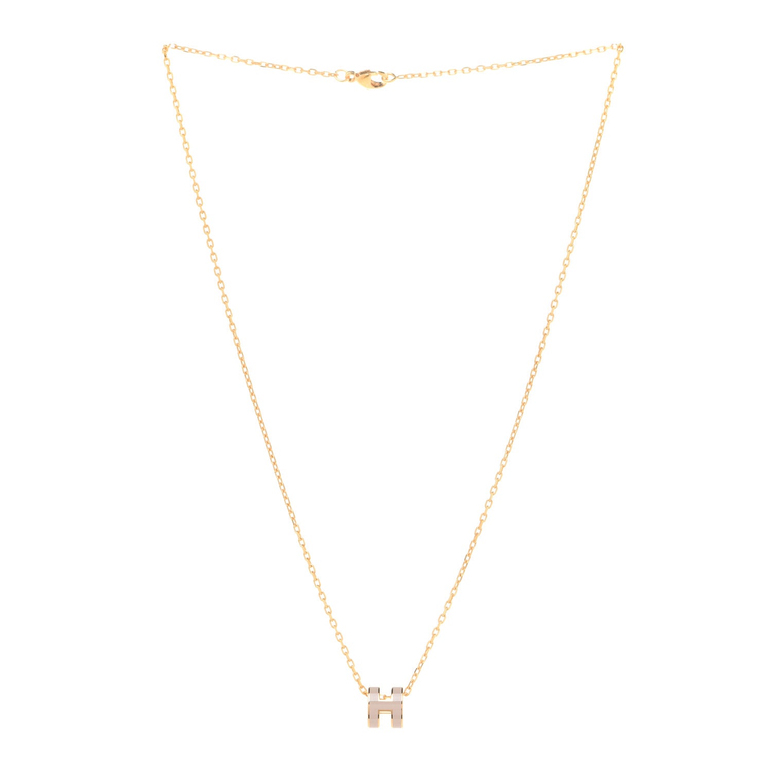 Hermes Lacquered Rose Gold Mini Pop H Pendant Necklace Marron Glace 3 of 8