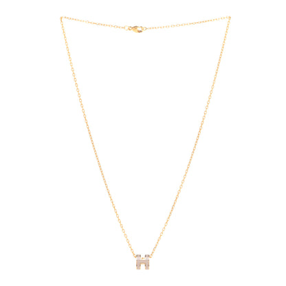 Hermes Lacquered Rose Gold Mini Pop H Pendant Necklace Marron Glace 3 of 8