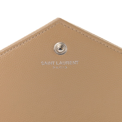 Saint Laurent Grain De Poudre Matelasse Chevron Monogram Chain Wallet Deep Beige 6 of 13