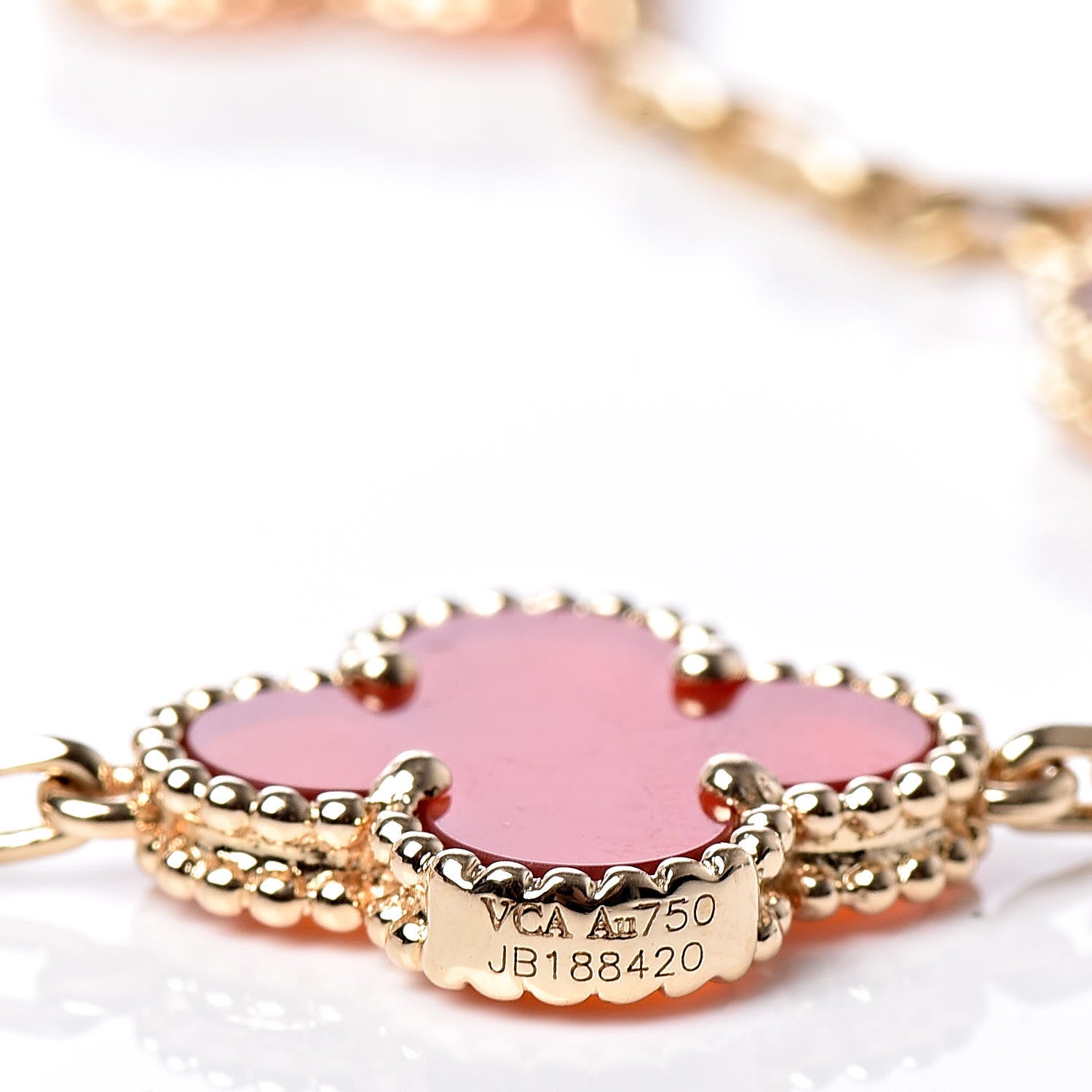 Van Cleef & Arpels 18K Yellow Gold Carnelian 5 Motifs Vintage Alhambra Bracelet 5 of 5