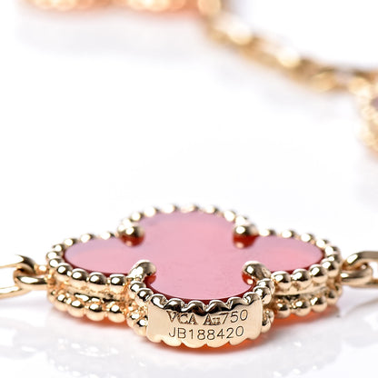Van Cleef & Arpels 18K Yellow Gold Carnelian 5 Motifs Vintage Alhambra Bracelet 5 of 5