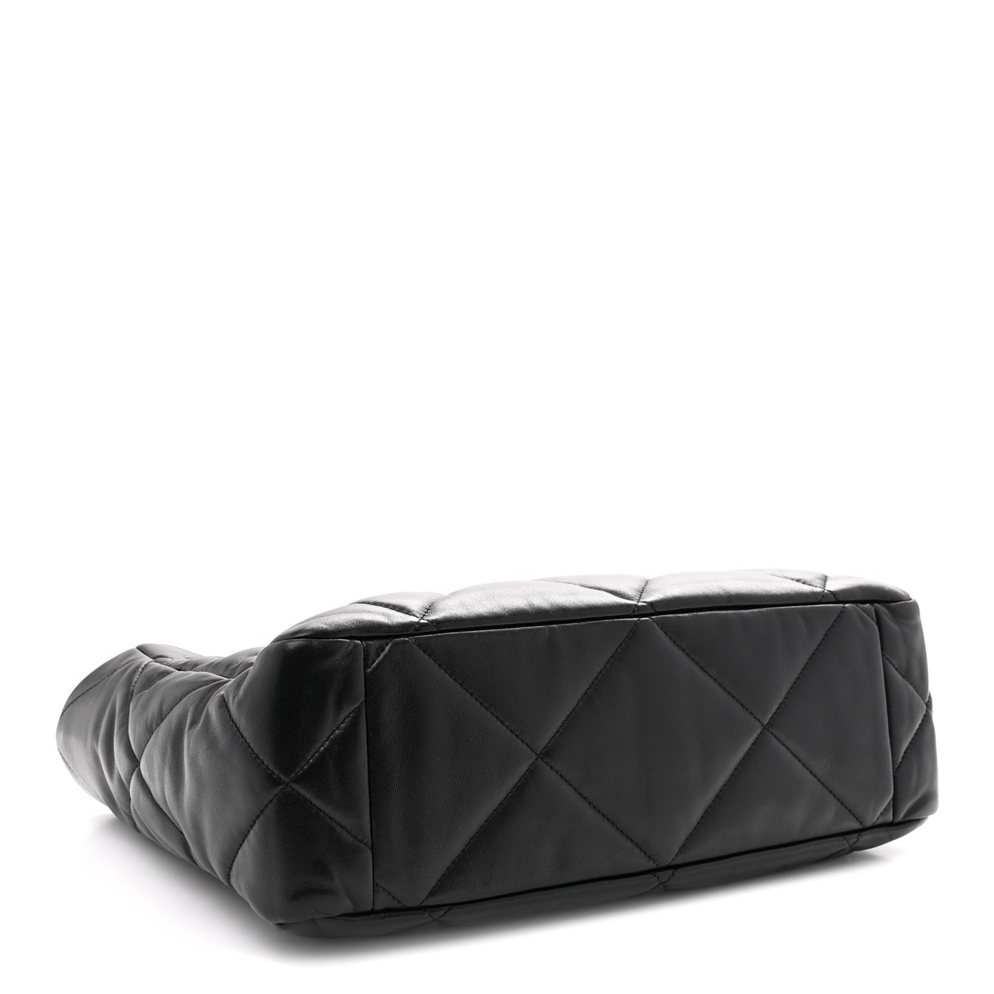 Lambskin Quilted Chanel 19 East West Shopping Bag Black