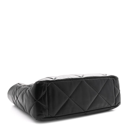 Chanel Lambskin Quilted Chanel 19 East West Shopping Bag Black 4 of 11