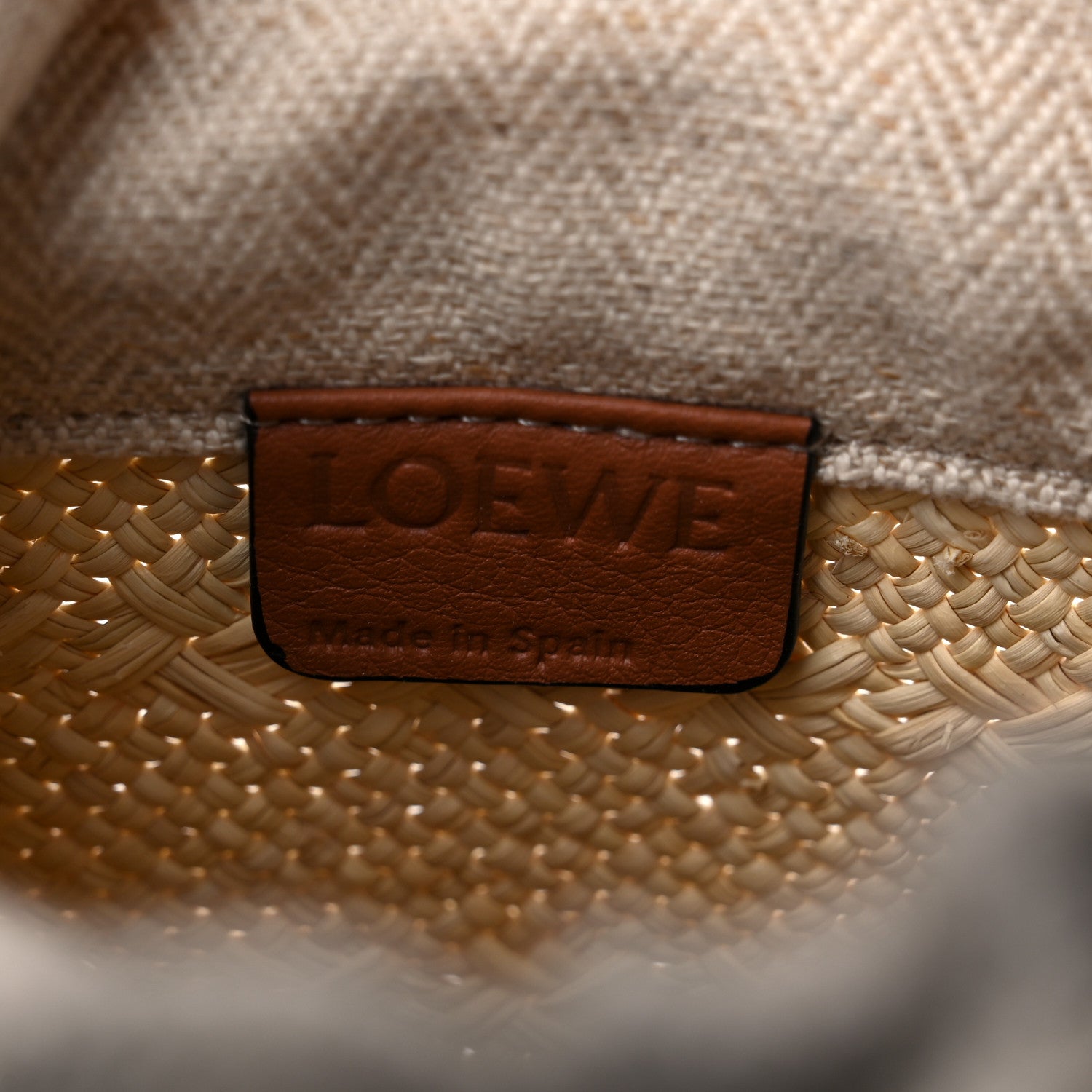Loewe Calfskin Raffia Paulas Ibiza Square Bucket Bag Natural Tan 6 of 10