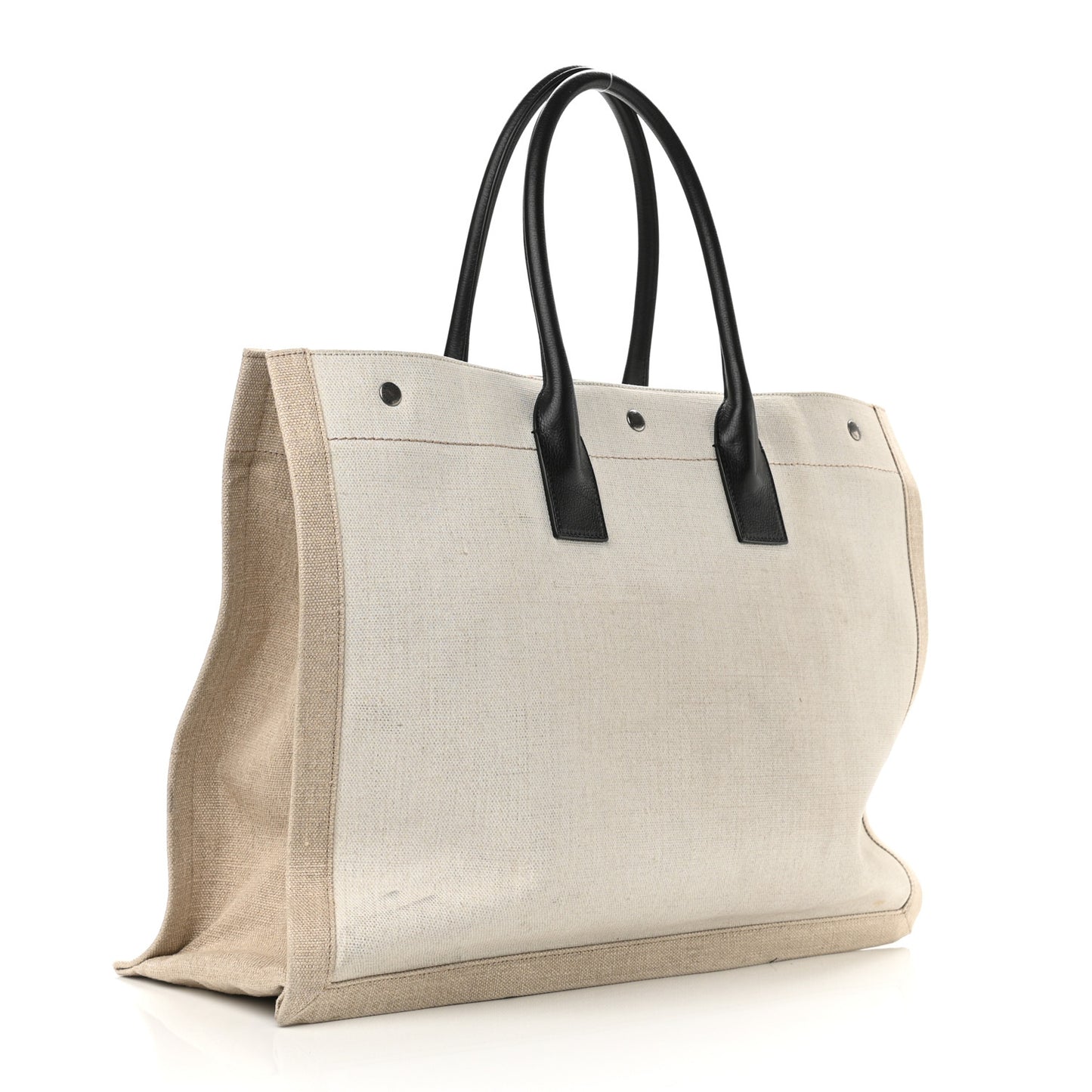 Linen Calfskin Rive Gauche Tote Optic White