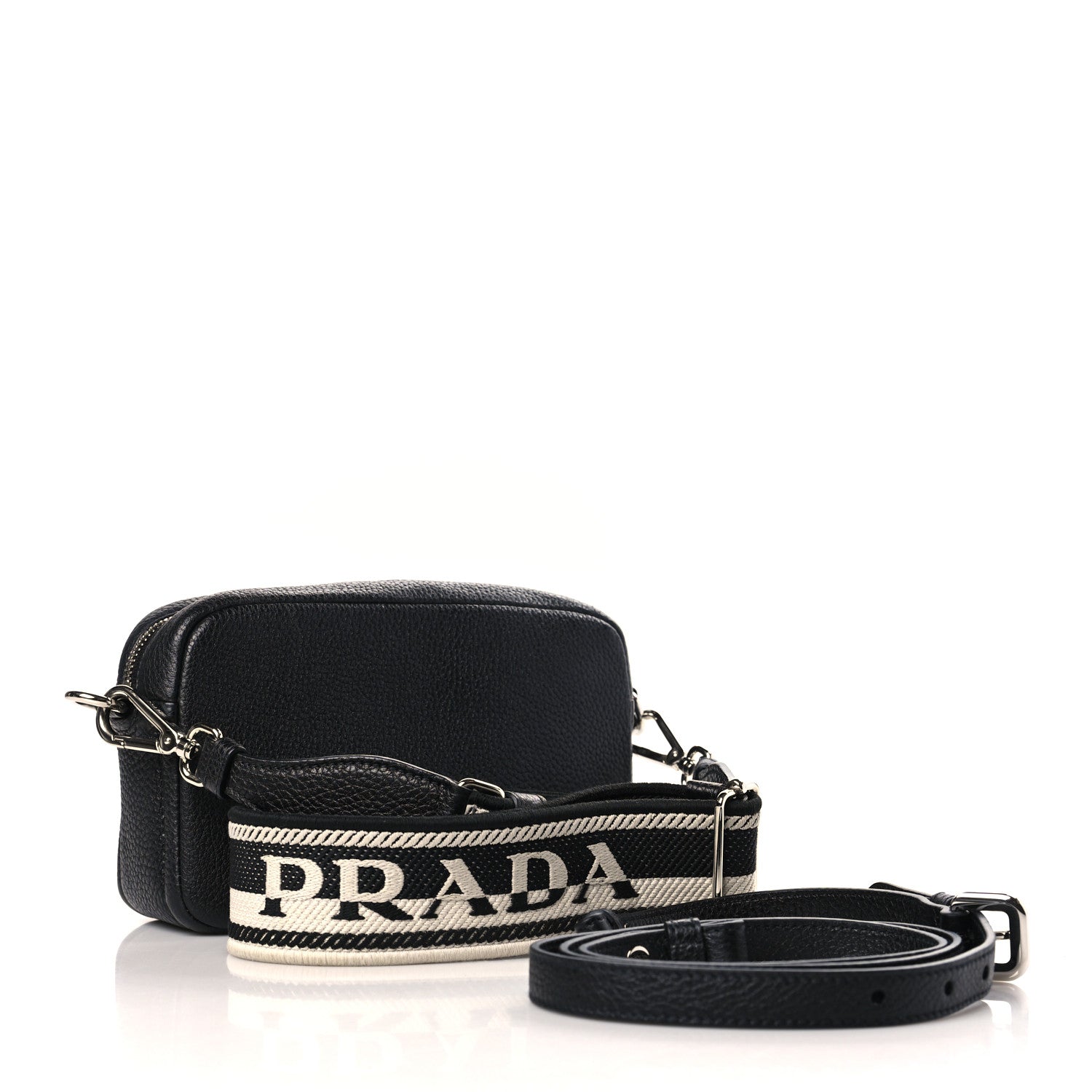 Prada Vitello Daino Soft Camera Crossbody Black 2 of 8