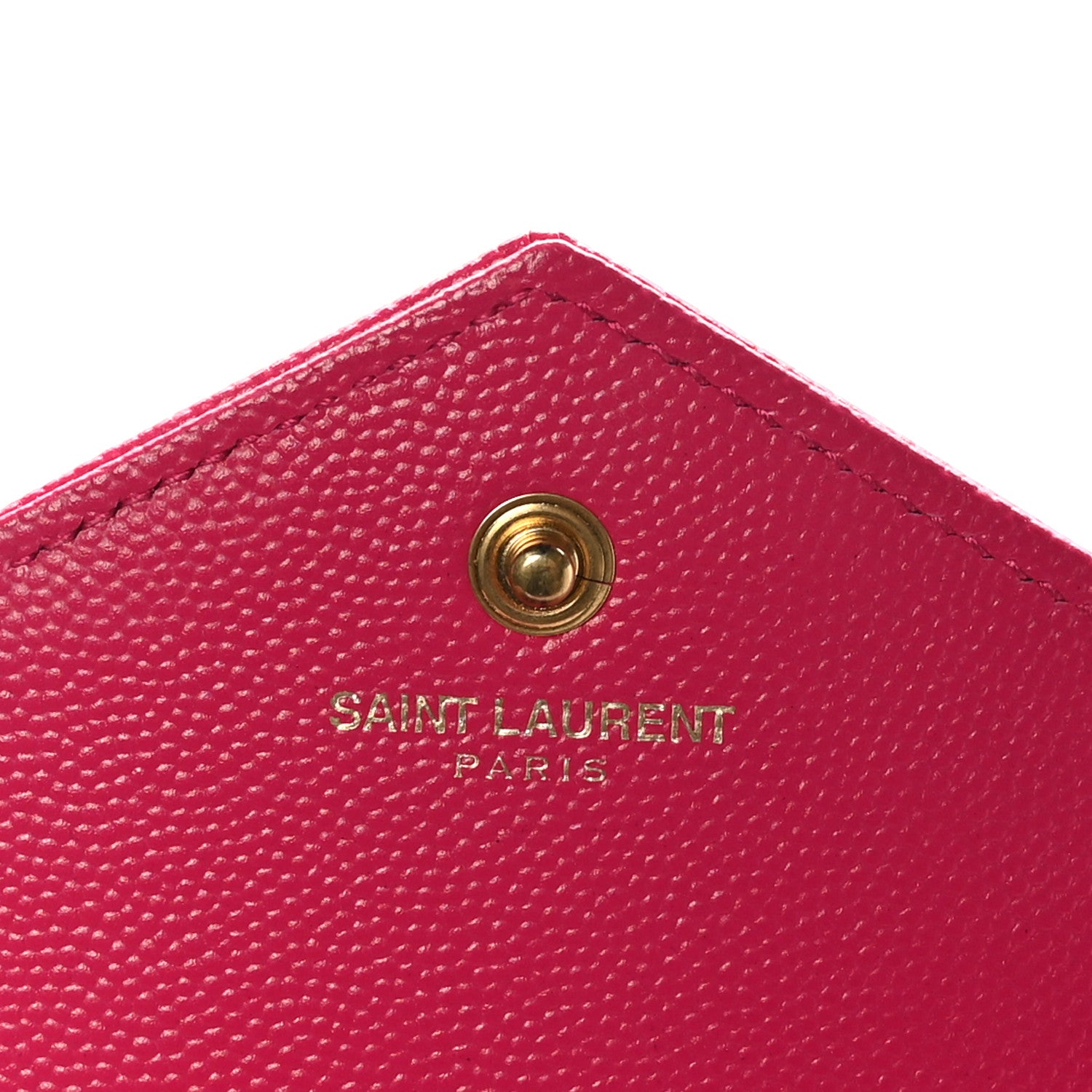 Saint Laurent Grain De Poudre Matelasse Chevron Monogram Chain Wallet Hot Pink 6 of 9