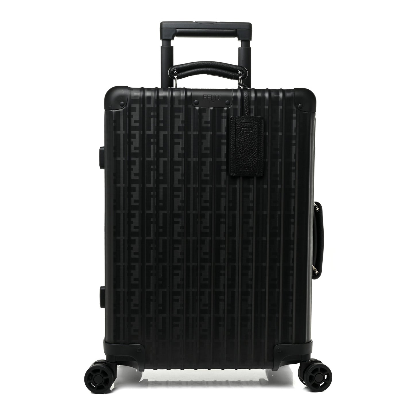 X RIMOWA Aluminum FF Print Roll Away Carry On Luggage Black