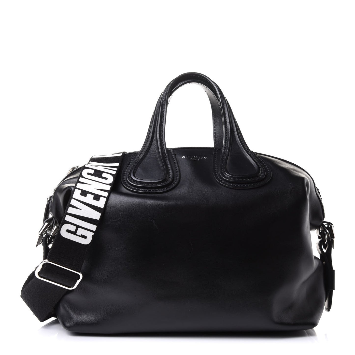 Waxed Calfskin Medium Nightingale Logo Strap Black