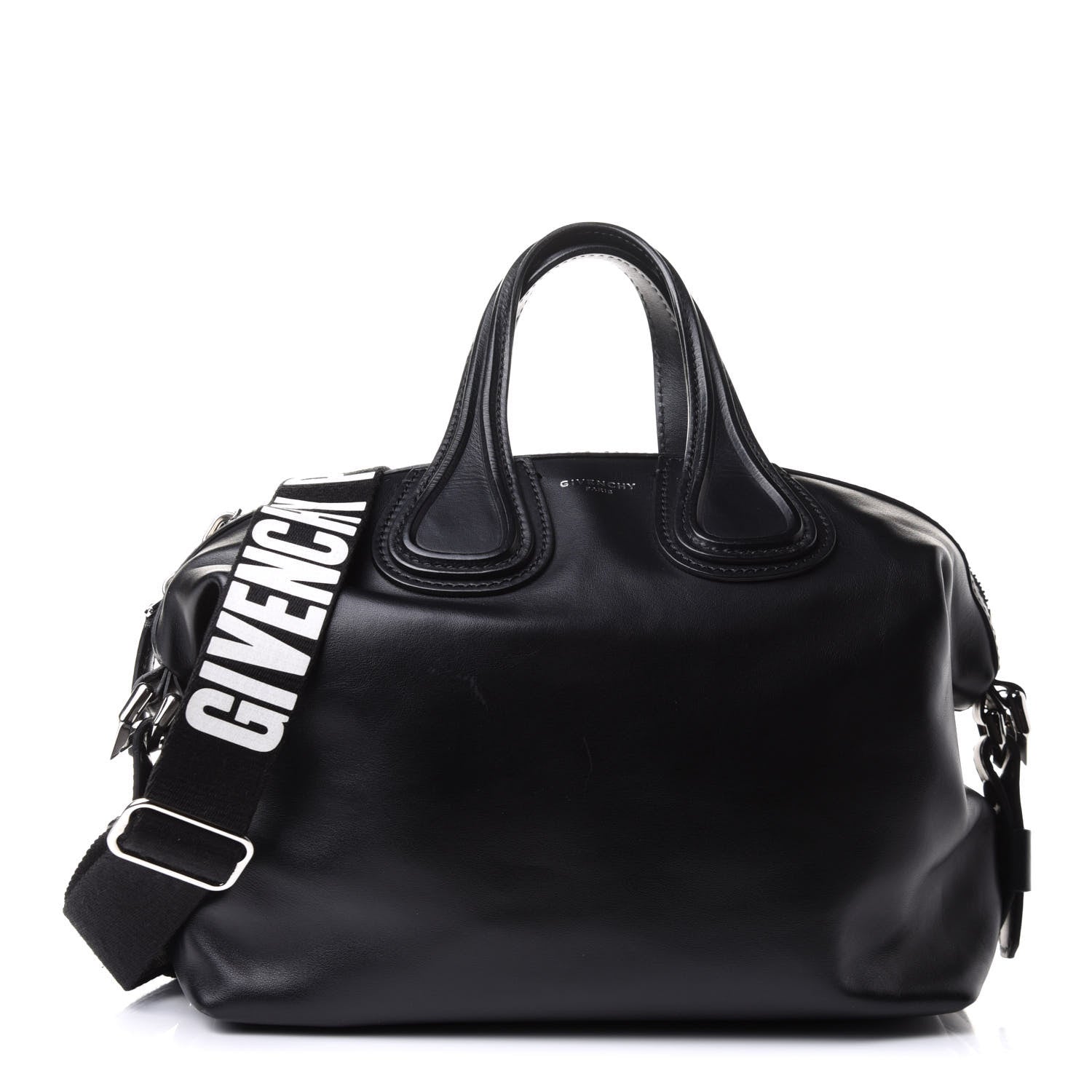 Givenchy Waxed Calfskin Medium Nightingale Logo Strap Black 1 of 10