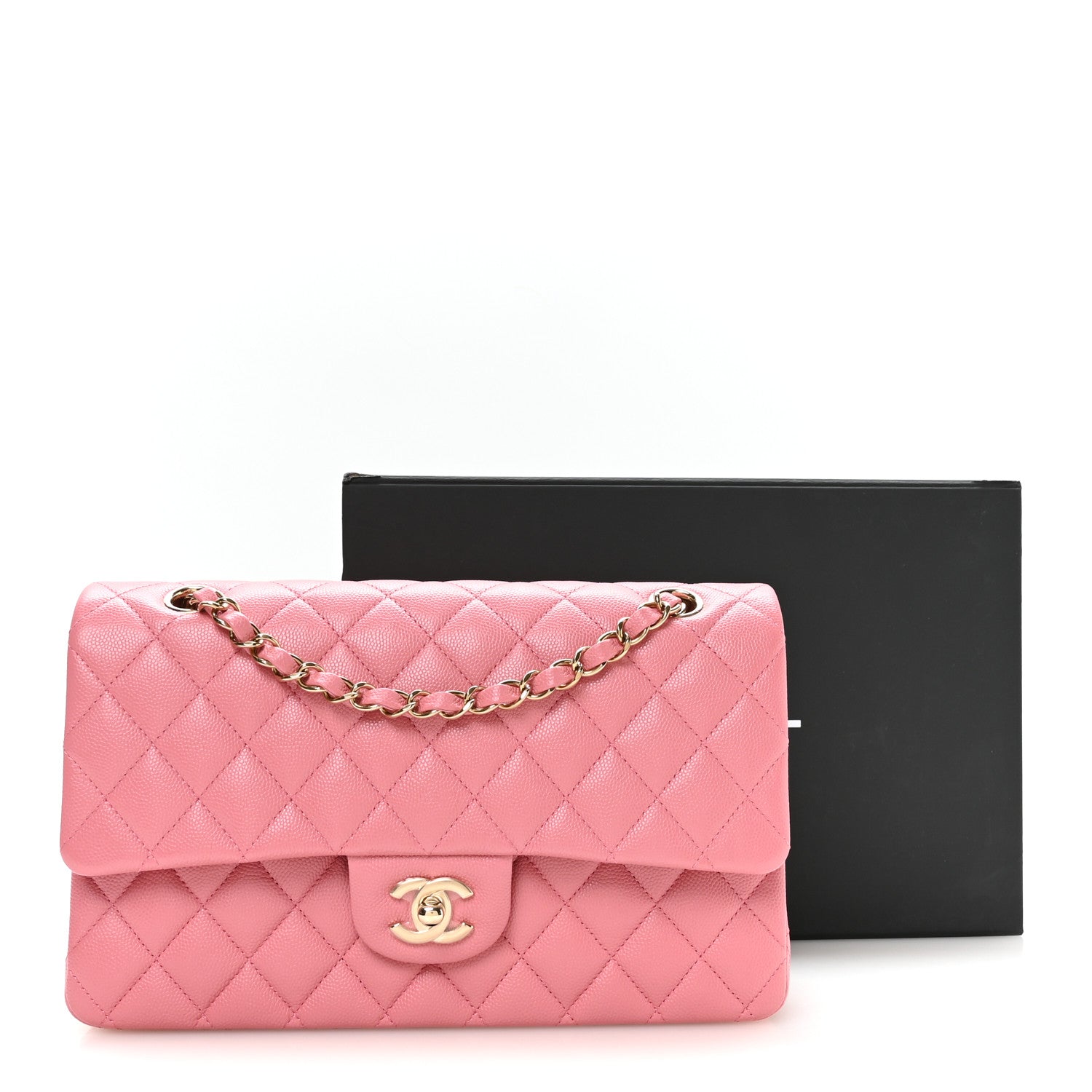 Chanel Caviar Quilted Medium Double Flap Pink 10 of 10
