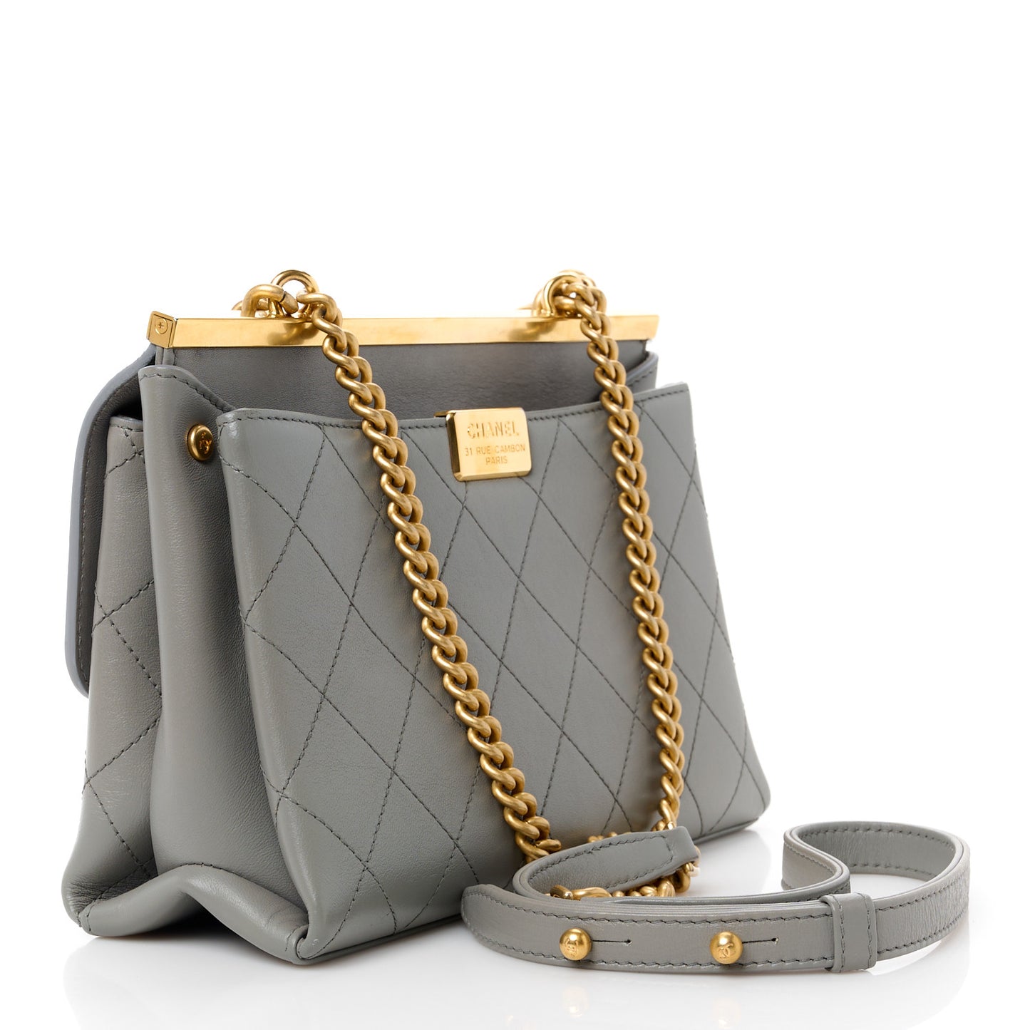 Lambskin Quilted Small Coco Lux Flap Grey