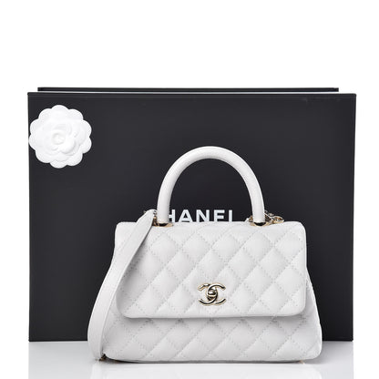 Chanel Caviar Quilted Mini Coco Handle Flap Light Grey 12 of 12