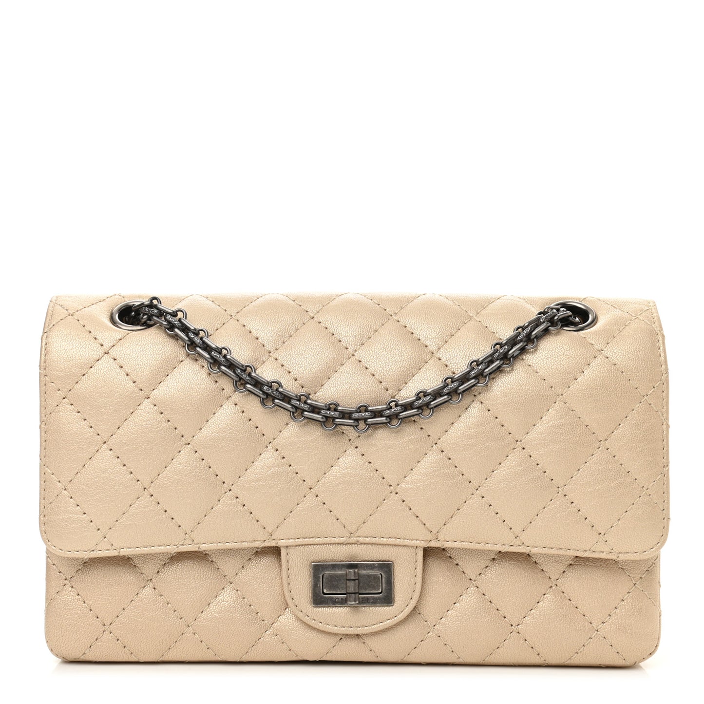 Metallic Sheepskin Quilted 2.55 Reissue 225 Flap Beige