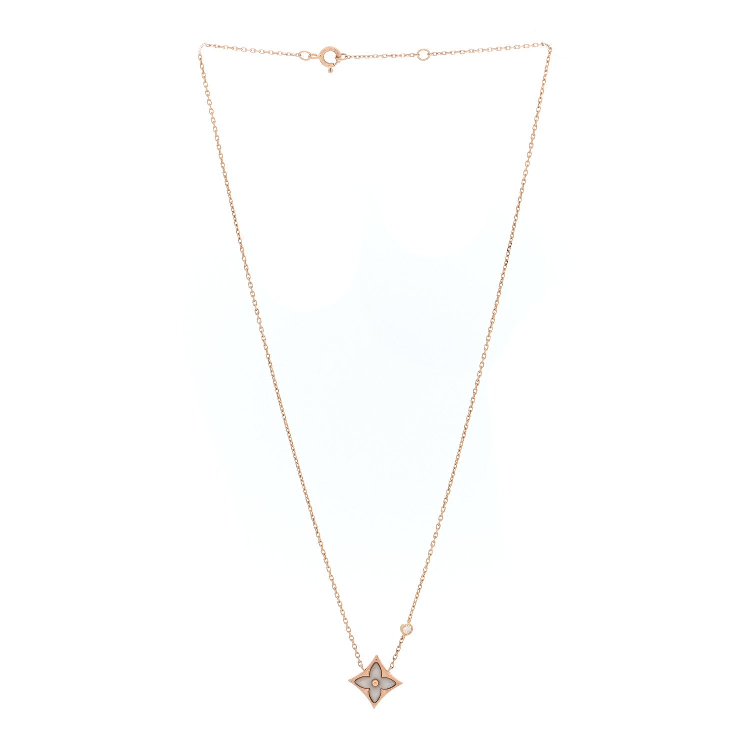 Louis Vuitton 18K Pink Gold Diamond Mother of Pearl Color Blossom BB Star Pendant Necklace 3 of 5