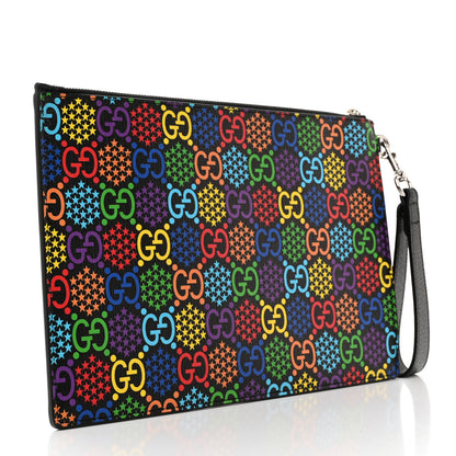 Gucci GG Supreme Monogram Psychedelic Zip Wristlet Pouch Black Multicolor 3 of 8
