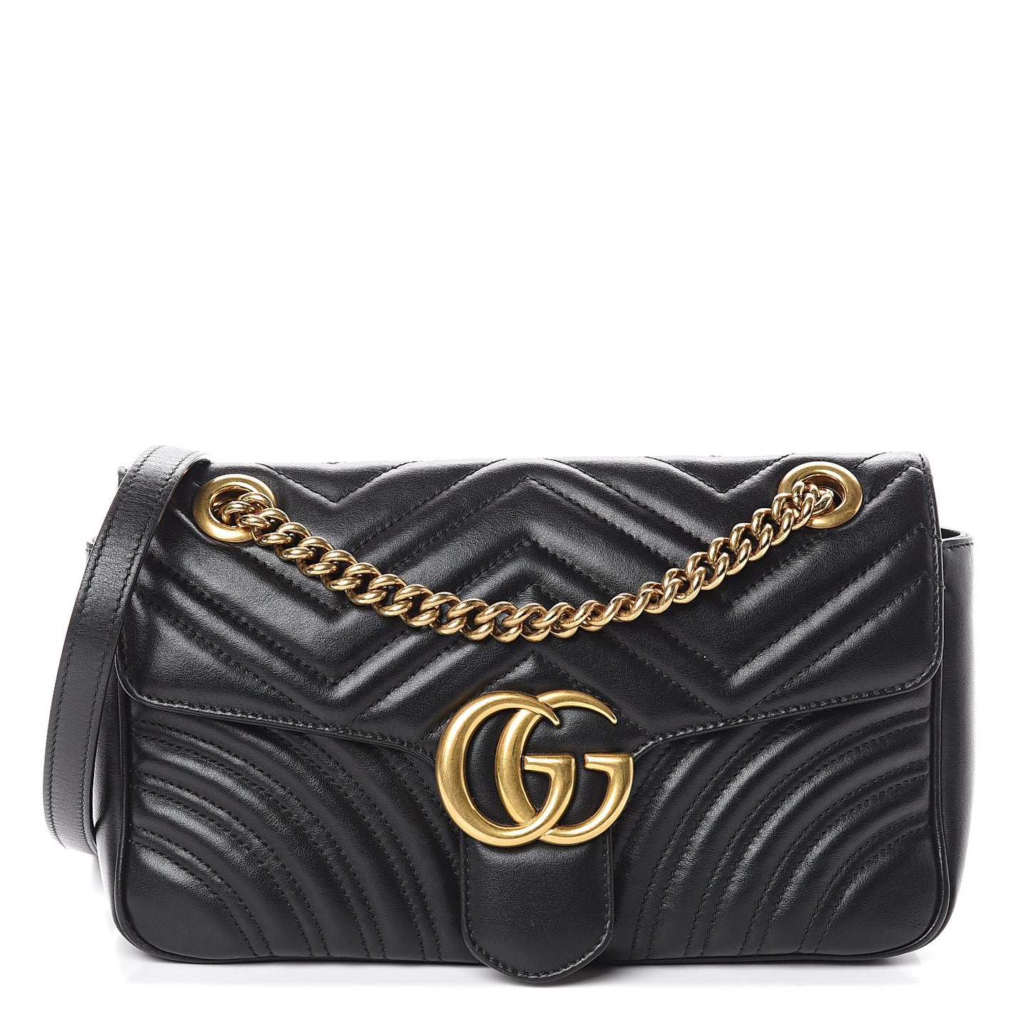Calfskin Matelasse Small GG Marmont Shoulder Bag Black