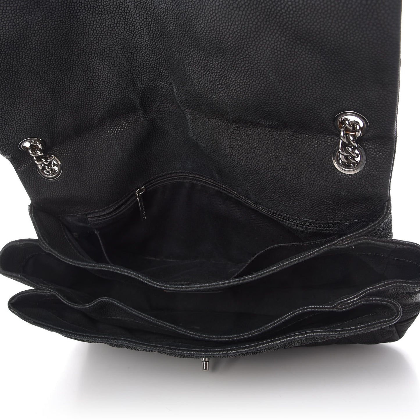 Iridescent Caviar Quilted Medium Lady Pearly Flap Black
