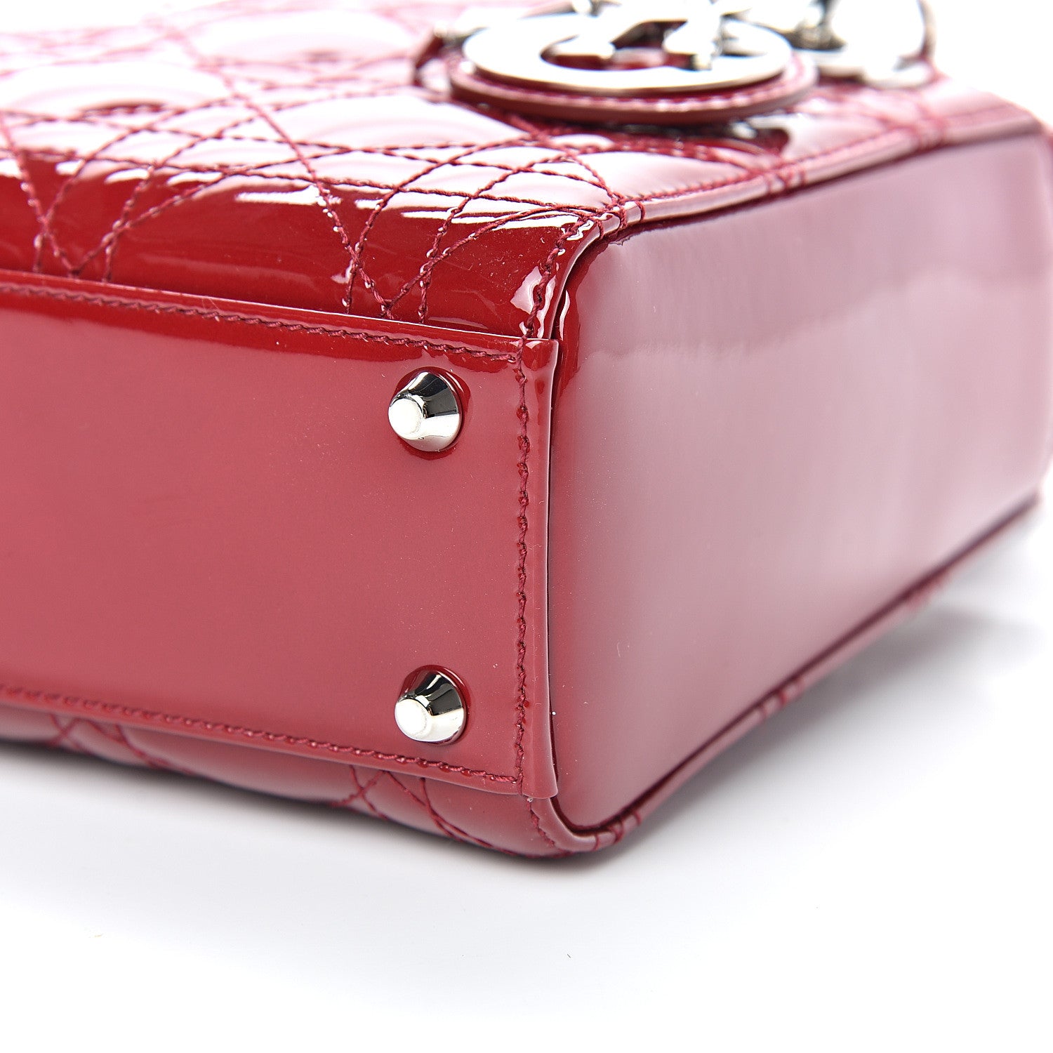 Christian Dior Patent Cannage Mini Lady Dior Red 9 of 11