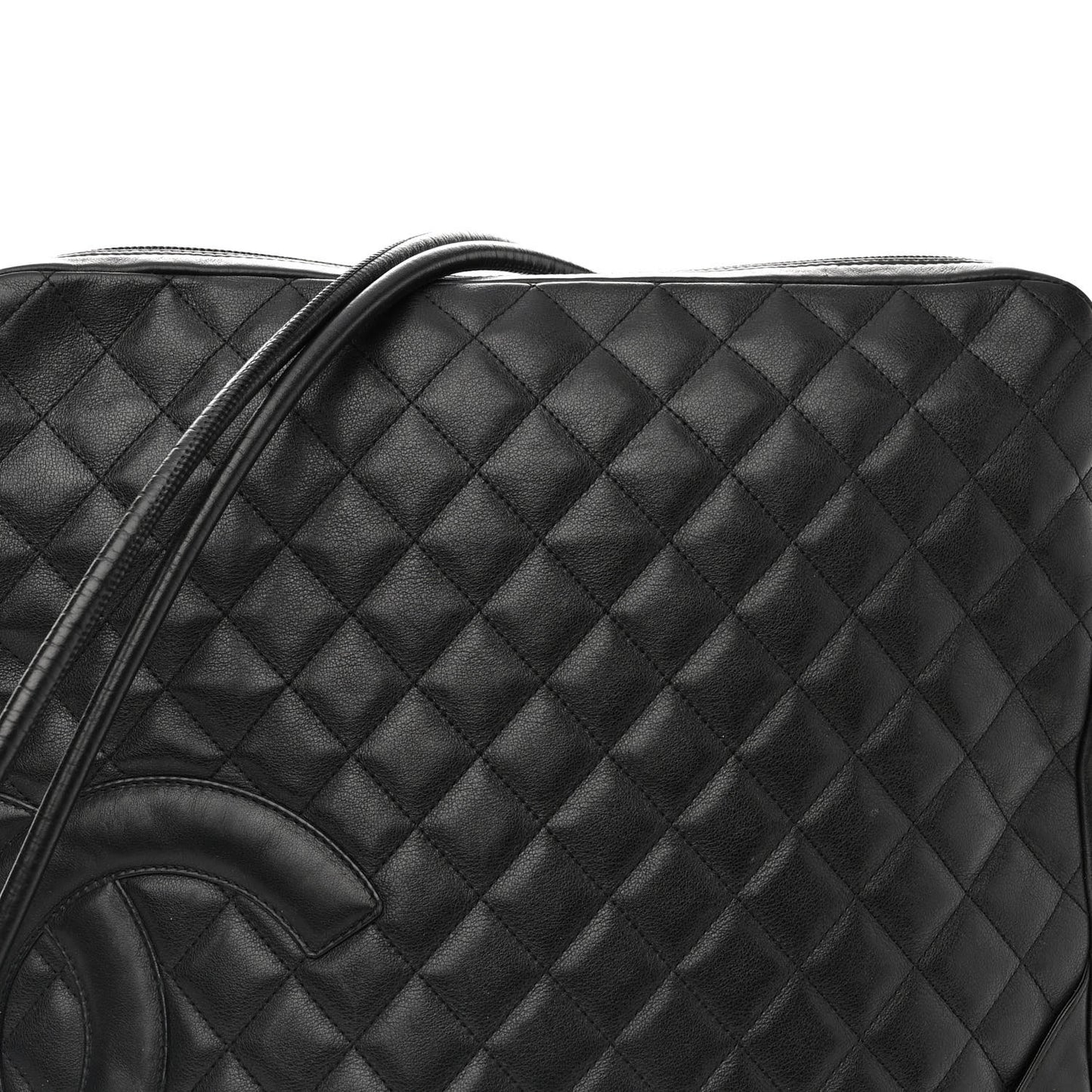 Calfskin Quilted Large Cambon Messenger Black