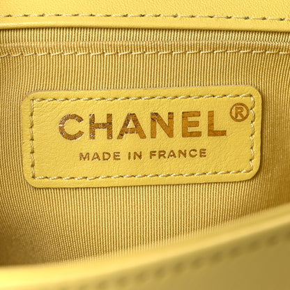 Chanel Lambskin Chevron Quilted Small Boy Flap Yellow 6 of 10