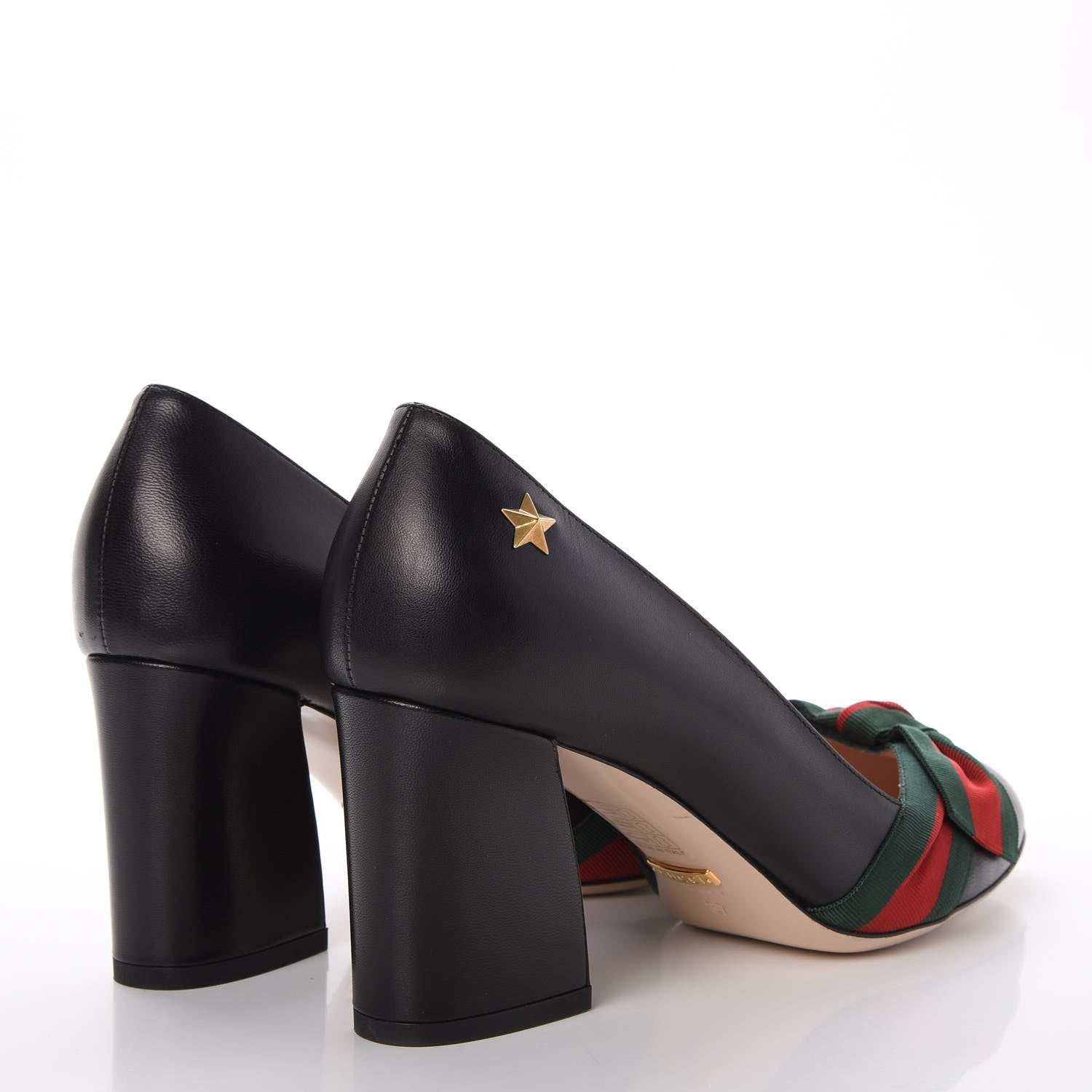 Gucci Malaga Kid Web Bow Pumps 37 Black 4 of 9