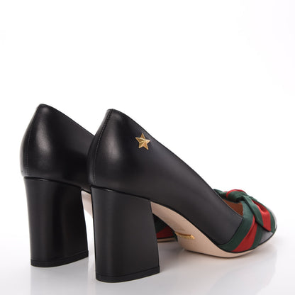 Gucci Malaga Kid Web Bow Pumps 37 Black 4 of 9